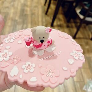 Starbucks Pink Floral Bear Coaster